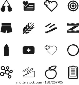 fitness vector icon set such as: communication, science, note, electrocardiogram, sweet, rye, dessert, form, length, punch, cereal, delicious, water, biology, monochrome, monitor, marketing
