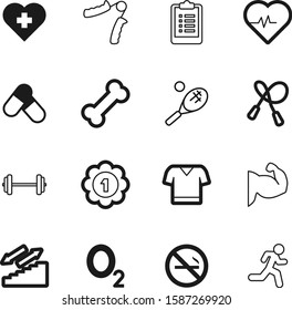 fitness vector icon set such as: paper, lifestyle, dose, communication, tshirt, meal, chemistry, wave, food, prize, grip, stairs, pulse, cardiogram, heavy, report, trendy, barbell, action, puppy