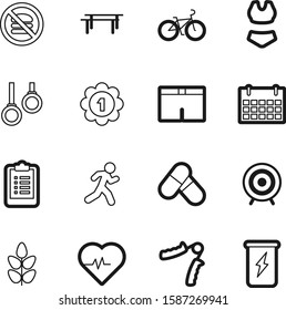 fitness vector icon set such as: underwear, run, summer, heartbeat, winner, ray, prescription, blank, handle, wheel, bolt, wheat, vegetarian, man, calendar, shorts, science, male, wear, cereal