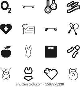 fitness vector icon set such as: business, skip, hand, arm, man, device, o2, dumbbell, screen, fruit, fresh, nature, trainer, first, gas, victory, responsive, medal, gymnastics, skipping, delicious