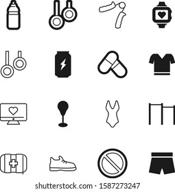 fitness vector icon set such as: pharmaceutical, dose, heartbeat, ray, blue, app, steel, sneaker, watch, first, prohibited, bottles, aid, bolt, action, model, no, energy, men, shoe, mark, snikers