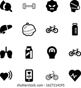 fitness vector icon set such as: pack, test, person, vehicle, breakfast, tape, light, packaging, diagnostic, magnifier, glass, ekg, doctor, icons, microbe, pulmonary, production, cartoon, object