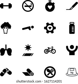 fitness vector icon set such as: young, industry, hospital, transportation, cutlery, push, vaccine, blue, plate, vial, bell, ride, organic, ton, kilo, clock, muscle, smoke, thin, habit, man