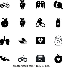 fitness vector icon set such as: snack, palpitation, relaxation, lab, tablet, pills, life, cure, treatment, delicious, cargo, bag, time, creative, laboratory, pharmacy, gym, chemical, timer, kit