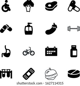 fitness vector icon set such as: sausage, access, website, abstract, workout, weight, clean, steak, leg, vehicle, lunch, schedule, line, organic, purple, protection, hygiene, plastic, bicycle, nature