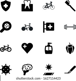 fitness vector icon set such as: creative, smile, silhouette, vegetable, biking, infection, bacterium, anatomy, think, memory, healt, doctors, first, yoga, beauty, nature, knowledge, vitamin, heart