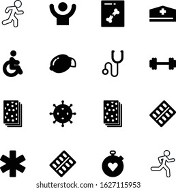 fitness vector icon set such as: spine, bacteria, hand, cap, line, shadow, dumbell, user, dumbbell, heavy, anatomy, up, street, surgery, diagnosis, blood, xray, muscle, nursing, biology, bone, button