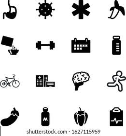 fitness vector icon set such as: business, to-do, lifting, nutritious, stroke, microbiology, bottle, runner, marathon, vegetarian, bar, mind, outdoor, fruit, microbe, dumbbell, meal, running