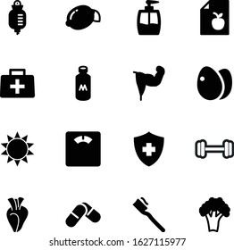 fitness vector icon set such as: scale, eggs, soap, dumbbells, glass, biology, milk, weight, capsule, button, hospital, male, cure, shield cross vector icon, dairy, foot, filled, digestive, cream