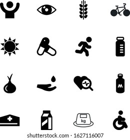fitness vector icon set such as: drawing, disable, package, pulse, up, help, transportation, nutrition, cycle, sun, packaging, winner, blue, pack, color, spike, logistic, mass, capsule, heat, calcium