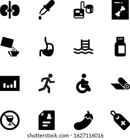 fitness vector icon set such as: cross, ration, promotion, beverage, lunch, accessibility, warning, tonometer, floor, flakes, art, button, pipette, box, prohibition, wine, chart, shop, clinic