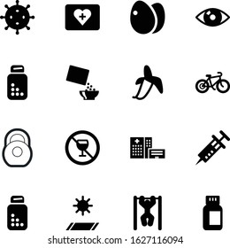 fitness vector icon set such as: app, light, bright, liquor, pull, kilogram, body, kit, glass, virus, case, relaxation, ration, transport, no, cargo, heavy, microbiology, banana, wine, restricted