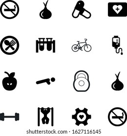 fitness vector icon set such as: wheel, fruit, dumbbells, engineering, measure, push, transport, bar, travel, counter, machinery, iron, young, apple, strong, emergency, work, man, drip, heavy