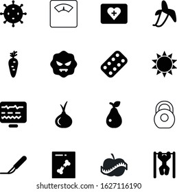 fitness vector icon set such as: sunlight, modern, shallot, aid, people, fit, green, plant, ton, cure, up, cargo, antibiotic, leaf, x, cardiogram, carrot, hot, pulse, nutrition, freshness, vegetarian