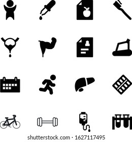 fitness vector icon set such as: jogging, success, dumbbells, data, vegetable, vial, antibiotic, digestive, bag, flexing, profile, pill, instrument, muscular, internal, time, package, doctor
