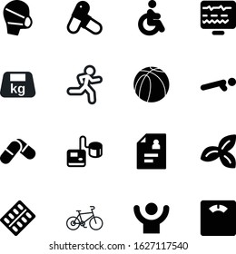 fitness vector icon set such as: face, weight, hand, computer, scales, sprint, running, dieting, clipboard, disable, box, iron, winner, accessible, heavy, leaves, tonometer, paper, run, boy, leaf