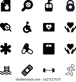 fitness vector icon set such as: scale, legionella, dumbbell, hair, activity, drop, lifting, icons, wheelchair, logistic, thin, line, find, bacterium, logo, delivery, competition, power, clinic, bell