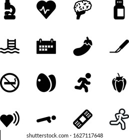 fitness vector icon set such as: surgeon, patch, wound, stop, biology, chicken, vegetarian, gym, office, cut, ripe, up, injury, person, love, simple, easter, anatomy, schedule, knowledge, jogging