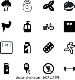 fitness vector icon set such as: organic, running, healthcare, arms, prohibited, mass, drink, addiction, ampule, runner, liquor, breakfast, antibiotic, marathon, love, counter, vaccine