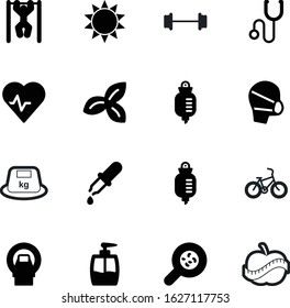 fitness vector icon set such as: cargo, mountain, measuring, heavy, outline, up, legionella, bottle, cap, cycle, mri, cholera, wave, laboratory, magnification, food, beat, tape, surgery, outdoor