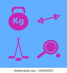 fitness vector icons set. with dumbbell, ping pong, hockey and weight in set