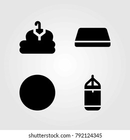 Fitness vector icons set. mat, punching and gym mat