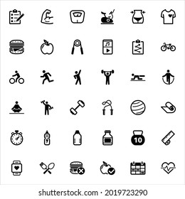 Fitness vector icons set, symbol designs