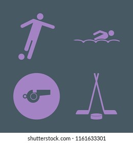 fitness vector icons set. with whistle, swimming, football player and hockey in set