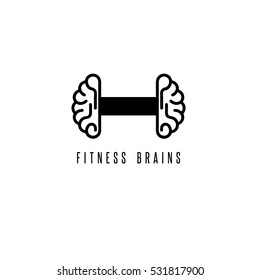 fitness vector illustration of barbell with brains 