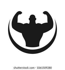 Silhouette Muscular Sports Man Bodybuilder Standing Stock Vector ...