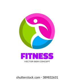 Fitness - vector logo concept illustration. Human character sign. Abstract man figure. People icon. Sport positive symbol. Healthcare.