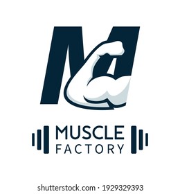Fitness vector logo design template, design for gym and fitness vector, LETTER M + FRESH HAND LOGO