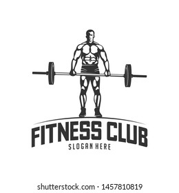 Fitness vector logo design template,design for gym and fitness vector. Fitness club logo with exercising athletic man, vector illustration