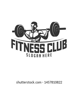 Fitness vector logo design template,design for gym and fitness vector. Fitness club logo with exercising athletic man, vector illustration