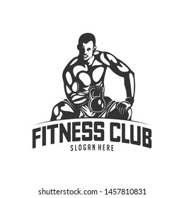 Fitness vector logo design template,design for gym and fitness vector. Fitness club logo with exercising athletic man, vector illustration