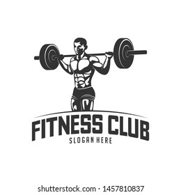 Fitness vector logo design template,design for gym and fitness vector. Fitness club logo with exercising athletic man, vector illustration