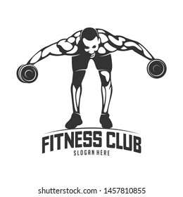 Fitness vector logo design template,design for gym and fitness vector. Fitness club logo with exercising athletic man, vector illustration