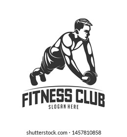 Fitness vector logo design template,design for gym and fitness vector. Fitness club logo with exercising athletic man, vector illustration