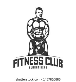 Fitness vector logo design template,design for gym and fitness vector. Fitness club logo with exercising athletic man, vector illustration