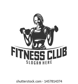 Fitness vector logo design template,design for gym and fitness vector. Fitness club logo with exercising athletic woman, vector illustration