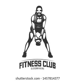 Fitness vector logo design template,design for gym and fitness vector. Fitness club logo with exercising athletic woman, vector illustration