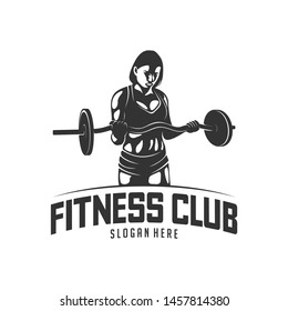 Fitness vector logo design template,design for gym and fitness vector. Fitness club logo with exercising athletic woman, vector illustration