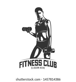 Fitness vector logo design template,design for gym and fitness vector. Fitness club logo with exercising athletic woman, vector illustration