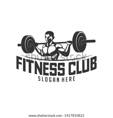 Fitness vector logo design template,design for gym and fitness vector. Fitness club logo with exercising athletic man, vector illustration