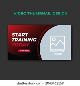 Fitness video thumbnail and web banner template. gym video cover photo for social media. business promotion  video cover design 
