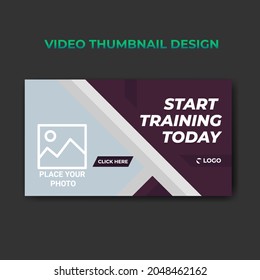 Fitness video thumbnail and web banner template. gym video cover photo for social media. business promotion  video cover design 
