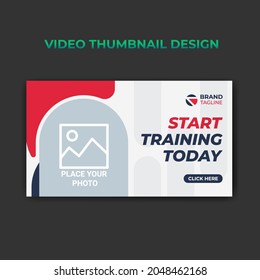 Fitness video thumbnail and web banner template. gym video cover photo for social media. business promotion  video cover design 
