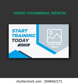 Fitness video thumbnail and web banner template. gym video cover photo for social media. business promotion  video cover design 
