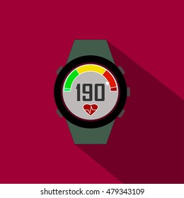 fitness watch with heart rate monitor. Flat Style