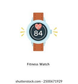 Fitness Watch Vector Flat Icon Design illustration Symbol on White background EPS 10 File